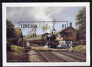 Liberia 1994 Locomotives $1 m/sheet (GWR Prairie Tank Loco No. 4561) unmounted mint, stamps on , stamps on  stamps on railways      tractor