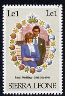 Sierra Leone 1981 Royal Wedding L1 unmounted mint with watermark inverted, SG 670w, stamps on , stamps on  stamps on royalty, stamps on  stamps on diana, stamps on  stamps on charles, stamps on  stamps on 