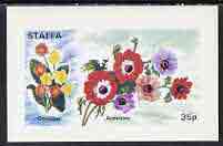 Staffa 1972 Flowers #01- Cowslip & Anemone 35p imperf souvenir sheet unmounted mint, stamps on flowers
