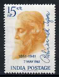 India 1961 Birth Centenary of Rabindranath Tagore (Poet) unmounted mint SG 439*, stamps on , stamps on  stamps on poetry     literature