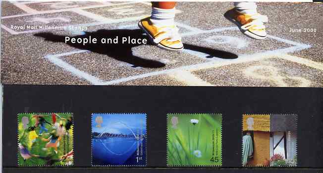 Great Britain 2000 Millennium Projects #06 - People & Places set of 4 in official presentation pack SG 2148-51, stamps on , stamps on  stamps on children, stamps on bridges, stamps on flowers, stamps on , stamps on millennium