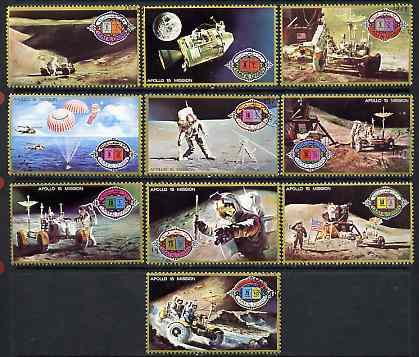 Umm Al Qiwain 1972 Apollo 15 perf set of 10, cto used, Mi 563-72*, stamps on , stamps on  stamps on space