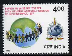 India 1997 General Assembly of Interpol unmounted mint, SG 1740*, stamps on , stamps on  stamps on police