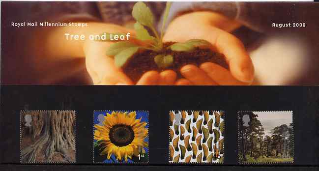 Great Britain 2000 Millennium Projects #08 - Tree & Life set of 4 in official presentation pack SG 2156-59, stamps on trees, stamps on flowers, stamps on millennium