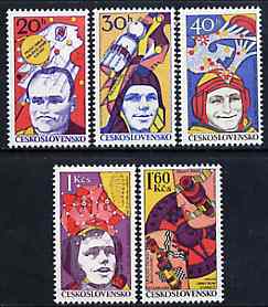 Czechoslovakia 1977 Space Research unmounted mint set of 5, SG 2367-71, Mi 2402-06, stamps on , stamps on  stamps on space