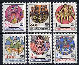 Czechoslovakia 1971 25th Anniversary of UNICEF (Folk Art) unmounted mint set of 6, SG 2005-10, Mi 2039-44*, stamps on unicef    united-nations    children    arts, stamps on dolls
