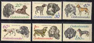 Czechoslovakia 1973 Hunting Dogs unmounted mint set of 6, SG 2116-21, Mi 2154-59, stamps on dogs, stamps on setter, stamps on pointer, stamps on spaniel, stamps on bloodhound, stamps on dachshund, stamps on hunting