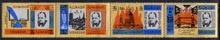 Sharjah 1966 Churchill Commemoration unmounted mint perf strip of 4 with new values surcharged in black, Mi 254-57A, stamps on , stamps on  stamps on churchill     personalities     london