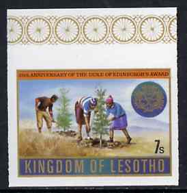 Lesotho 1981 Duke of Edinburgh Award Scheme 7s Tree Planting imperf unmounted mint, pairs & gutter pairs available - price pro-rata, SG 463var, stamps on , stamps on  stamps on trees     youth