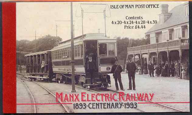 Isle of Man 1993 Centenary of Manx Electric Railway £4.44 booklet complete and very fine, SG SB34, stamps on , stamps on  stamps on railways