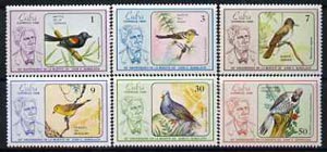 Cuba 1986 Death Anniversary of Juan C Gundlach (Birds) set of 6 unmounted mint, SG 3152-57, stamps on birds    blackbird    warbler    flycatcher    quail      dove    death