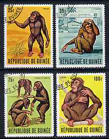 Guinea - Conakry 1969 Tarzan (Chimpanzees) set of 4 fine cto used, SG 689-92, Mi 532-35*, stamps on , stamps on  stamps on animals    apes