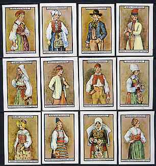 Match Box Labels - complete set of 12 Swedish Costumes (brown background) very fine unused condition (Swedish), stamps on , stamps on  stamps on costumes