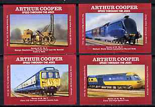 Match Box Labels - Railways set of 4 from 'Speed Through The Ages' set of 18, superb unused condition (Arthur Cooper Series), stamps on railways