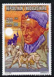 Madagascar 1996 Paul Emile Victor (Polar Explorer) 5000 + 1000F from Personalities set unmounted mint, stamps on , stamps on  stamps on polar     personalities     dogs