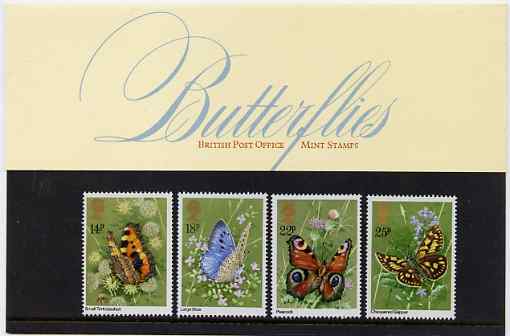 Great Britain 1981 Butterflies set of 4 in official presentation pack SG 1151-54, stamps on butterflies