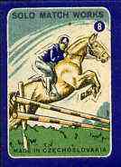 Match Box Labels - Show Jumping (No.8 from 'Sport' set of 24) very fine unused condition (Czechoslovakian Solo Match Co Series), stamps on , stamps on  stamps on show-jumping   horses