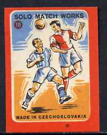 Match Box Labels - Football (No.18 from Sport set of 24) very fine unused condition (Czechoslovakian Solo Match Co Series), stamps on football, stamps on sport