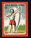 Match Box Labels - Archery (No.21 from 'Sport' set of 24) very fine unused condition (Czechoslovakian Solo Match Co Series), stamps on archery