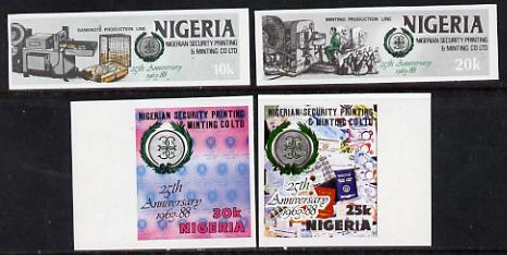 Nigeria 1988 Printing & Minting set of 4 imperf singles unmounted mint (SG 568-71v ar), stamps on banking  coins  printing