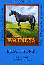 Match Box Labels - Black Horse (No.3 from a series of 18 Pub signs) dark brown background, very fine unused condition (St George's Taverns), stamps on , stamps on  stamps on horses