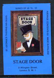 Match Box Labels - Stage Door (No.10 from a series of 18 Pub signs) dark brown background, very fine unused condition (St Georges Taverns), stamps on theatre