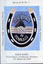 Match Box Labels - White Barn (No.7 from a series of 18 Pub signs) very fine unused condition (Lanchester Taverns)