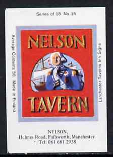 Match Box Labels - Nelson (No.15 from a series of 18 Pub signs) very fine unused condition (Lanchester Taverns), stamps on , stamps on  stamps on ships     explorers, stamps on  stamps on nelson