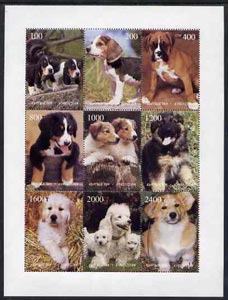 Kyrgyzstan 1998 Dogs perf sheetlet containing complete set of 9 values, stamps on , stamps on  stamps on dogs