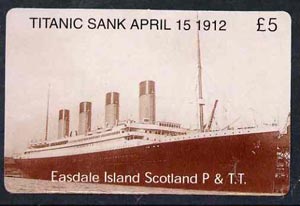 Telephone Card - Easdale Titanic #08 A35 (collector's) card (brown & white from a limited edition of 1200), stamps on , stamps on  stamps on films, stamps on cinema, stamps on entertainments, stamps on ships, stamps on titanic, stamps on disasters, stamps on shipwrecks