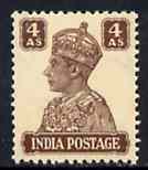 India 1940-43 KG6 def 4a brown fine unmounted mint, SG 273*, stamps on , stamps on  kg6 , stamps on 