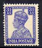 India 1940-43 KG6 def 3.5a bright blue fine unmounted mint, SG 272*, stamps on , stamps on  kg6 , stamps on 