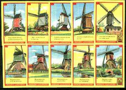 Match Box Labels - Windmills series #02 (nos 11-20) very fine unused condition (Molem Lucifers), stamps on , stamps on  stamps on windmills