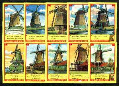 Match Box Labels - Windmills series #04 (nos 31-40) very fine unused condition (Molem Lucifers), stamps on , stamps on  stamps on windmills