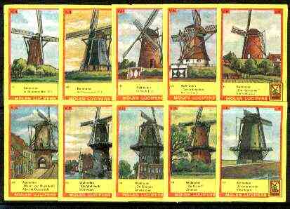 Match Box Labels - Windmills series #05 (nos 41-50) very fine unused condition (Molem Lucifers), stamps on , stamps on  stamps on windmills