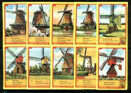 Match Box Labels - Windmills series #07 (nos 61-70) very fine unused condition (Molem Lucifers), stamps on windmills