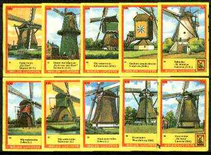 Match Box Labels - Windmills series #09 (nos 81-90) very fine unused condition (Molem Lucifers), stamps on windmills