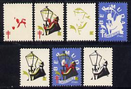 Cinderella - United States 1946 Christmas TB Seal (Inscribed Bermuda) set of 7 unmounted mint progressive proofs comprising the 4 individual colours plus 2, 3 and all 4-colour composites, stamps on cinderella    christmas      tb     diseases