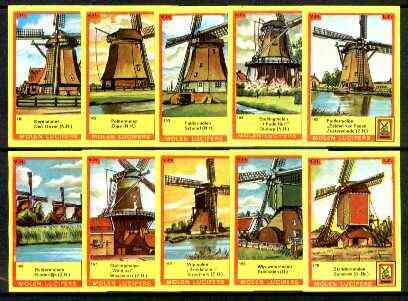 Match Box Labels - Windmills series #17 (nos 161-170) very fine unused condition (Molem Lucifers), stamps on , stamps on  stamps on windmills