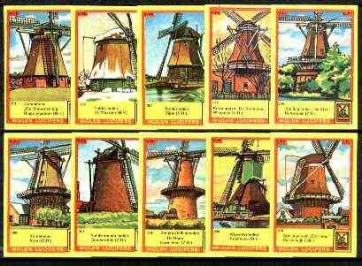 Match Box Labels - Windmills series #21 (nos 201-210) very fine unused condition (Molem Lucifers), stamps on windmills