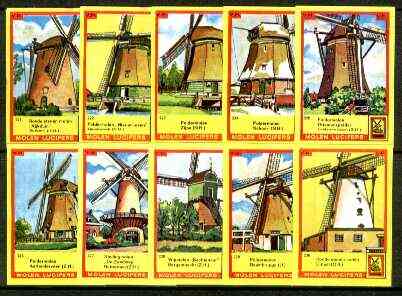 Match Box Labels - Windmills series #23 (nos 221-230) very fine unused condition (Molem Lucifers), stamps on windmills