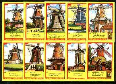Match Box Labels - Windmills series #26 (nos 251-260) very fine unused condition (Molem Lucifers), stamps on windmills