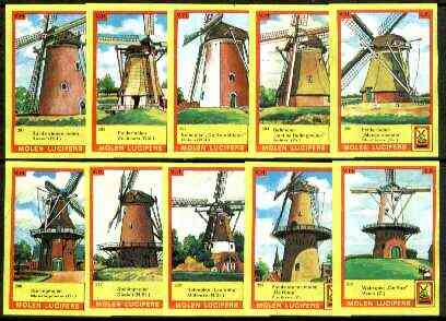 Match Box Labels - Windmills series #30 (nos 291-300) very fine unused condition (Molem Lucifers), stamps on , stamps on  stamps on windmills