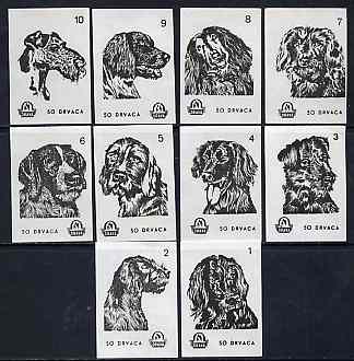 Match Box Labels - complete set of 10 Dogs (set #1 white background) very fine unused condition (Yugoslavian Drava series), stamps on dogs
