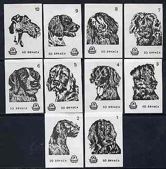 Match Box Labels - complete set of 10 Dogs (set #1 white background) very fine unused condition (Yugoslavian Drava series), stamps on , stamps on  stamps on dogs