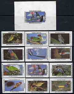 Match Box Labels - complete set of 12 Birds (plus outer wrapper) very fine unused condition (Britannia Match Co made in USSR), stamps on birds