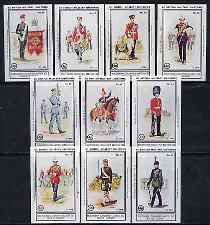 Match Box Labels - British Military Uniforms (Nos 41-50 from set of 60) very fine unused condition (Southern Counties Match Co), stamps on , stamps on  stamps on militaria, stamps on  stamps on uniforms