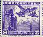Chile 1950 Martin 2-0-2 & Industrial Plant 5p violet unmounted mint, SG 402*, stamps on aviation      industry    martin