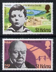 St Helena 1974 Churchill Centenary set of 2 unmounted mint, SG 304-05, stamps on churchill     personalities 
