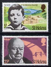 St Helena 1974 Churchill Centenary set of 2 unmounted mint, SG 304-05, stamps on churchill     personalities